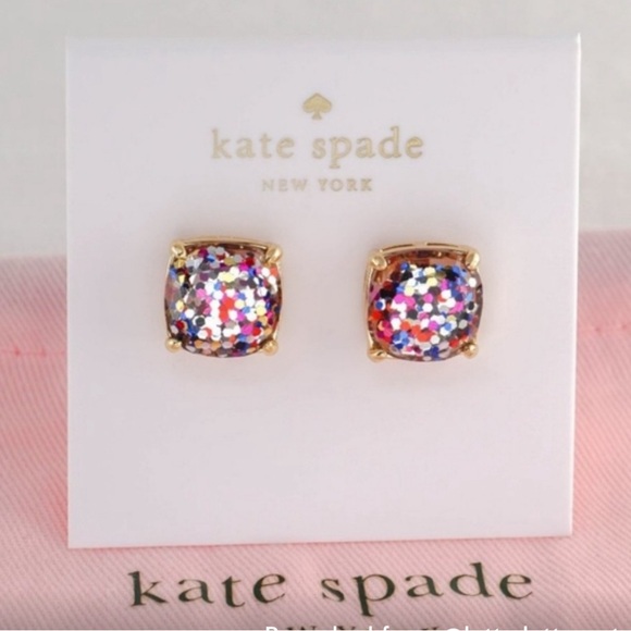 kate spade Jewelry - NWT KATE SPADE Multi Glitter Small Square Stud Earrings